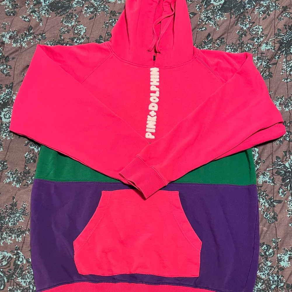 Pink + Dolphin Color Block Hoodie